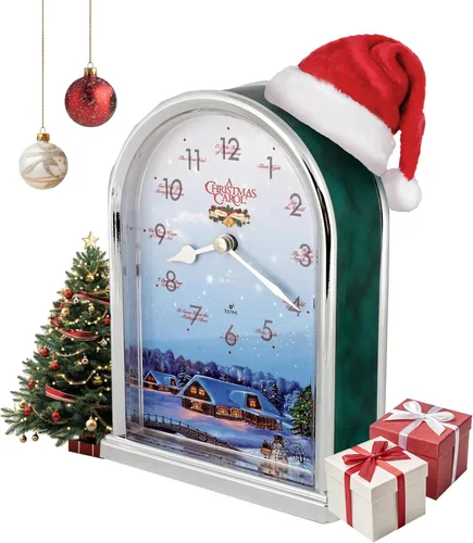 Miniatura 10 de JUSTIME Reloj de mesa luminoso Polaris Silent Night de 12 canciones de villancicos de Navidad, decoración de Navidad, multicolor, selección