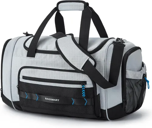 BAGSMART Bolsa de gimnasio para hombres y mujeres, bolsa de viaje deportiva con compartimento para zapatos y bolsillo húmedo, bolsa de transporte