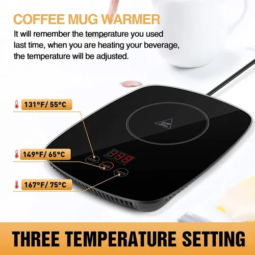 Miniatura 2 de YEOSEN Calentador de taza de café, calentador de taza de café mejorado con 3 ajustes de temperatura, calentador de bebidas de temperatura ajustable