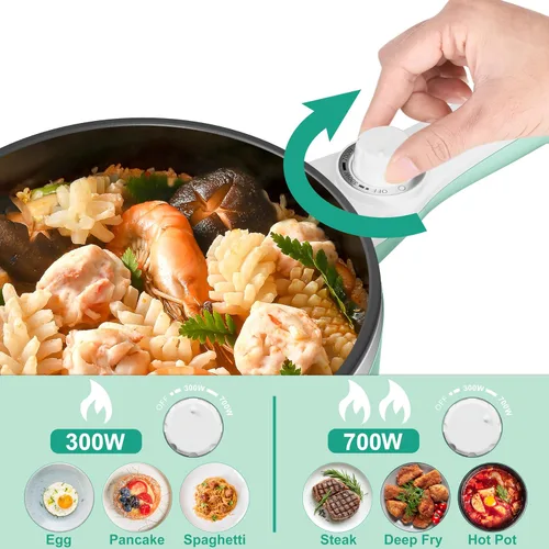 Miniatura 2 de Dezin Cocina eléctrica mejorada, sartén antiadherente, mini olla eléctrica para fondue de 1.5 litros para queso, salteado, asado, vapor con ajuste