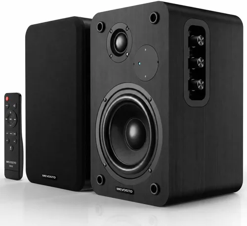 Altavoces activos para estantería de 36 W RMS - Altavoz inalámbrico BT 5.4 con woofer de 5 pulgadas, altavoces de PC de cúpula de seda, monitores de