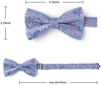 Miniatura 8 de HISDERN Bow Ties for Men Pre-tied Paisley Bow Ties Pocket Square Set Men's Bowtie Wedding Party
