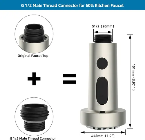 Miniatura 6 de Reemplazo universal de cabezal de grifo de cocina con 15 adaptadores compatible con estándar americano/Kohler/Moen/Delta, cabezal rociador de grifo
