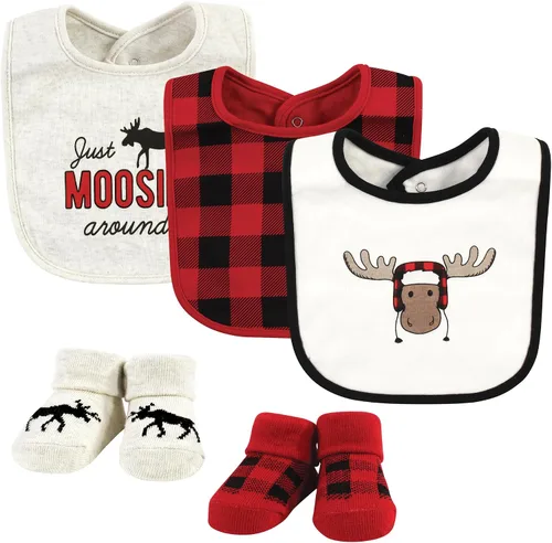 Miniatura 242 de Hudson Baby Conjunto de babero y calcetines unisex de algodón para bebé