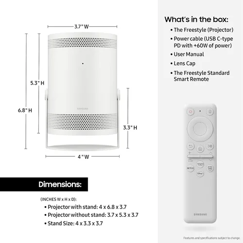 Miniatura 6 de SAMSUNG Proyector portátil inteligente Freestyle FHD HDR de 30 a 100 pulgadas para cine en casa en interiores y exteriores, experiencia de pantalla