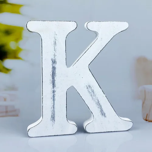 Miniatura 19 de Letras de madera rústica blanca de 6 pulgadas, letras de madera sin terminar para decoración de pared, letras de pie retro blancas blancas
