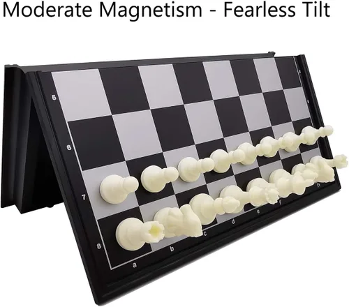 Miniatura 3 de Juego de ajedrez magnético de viaje de 9.8 pulgadas para adultos y niños, con tablero de ajedrez plegable portátil para exteriores, color blanco