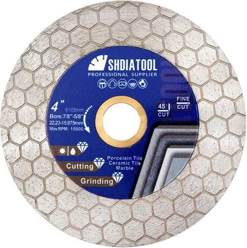 SHDIATOOL Hoja de sierra de diamante de 4 pulgadas, disco de corte húmedo de azulejos, muela abrasiva de cerámica para piedra de mármol de granito