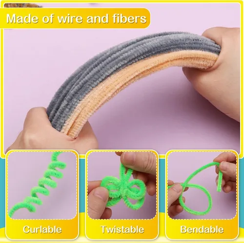 Miniatura 3 de Zlulary Juego de 100 limpiapipas de chenilla, de color sólido, para limpiar tuberías, manualidades, manualidades, decoración, tallos de felpilla Gris