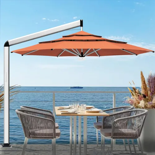 Miniatura 104 de EliteShade USA Sombrilla de Mercado de 10 Años Sin Decoloración de 9 Pies 3 Niveles Sombrilla de Patio Sombrilla de Mesa para Exteriores con Beige