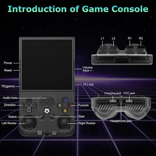 Miniatura 7 de R36MAX - Consola de juegos portátil, batería incorporada de 4000 mAh, pantalla de cristal IPS 4K HD de 4 pulgadas, soporta más de 18000 juegos Azul