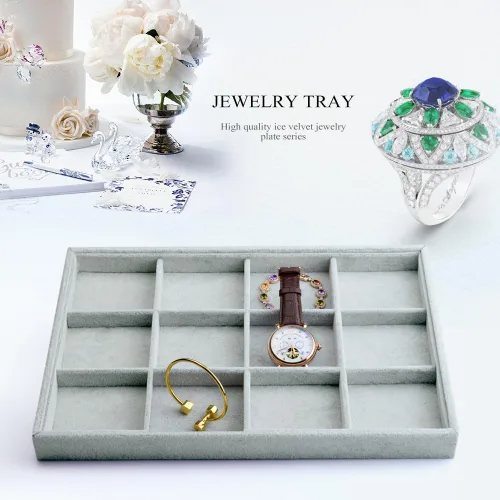 Miniatura 2 de Oirlv - Bandejas de terciopelo apilables para joyas organizador de joyas bandejas de almacenamiento