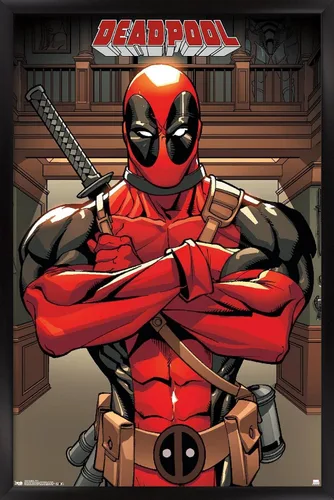 Miniatura 7 de Trends International Marvel Comics Deadpool - Póster de pared de postura, 14.725 x 22.375 pulgadas, versión enmarcada de madera de granero