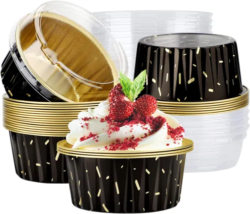 Miniatura 37 de EUSOAR Forros para cupcakes para hornear, 50 forros para magdalenas de 5 onzas, moldes de papel de aluminio desechables, recipientes de postre, 5