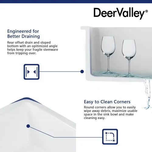 Miniatura 8 de DeerValley Fregadero de Cocina Empotrado de 45.7 cm L x 45.7 cm A Fregadero de Un Solo Tazón de Barro Refractario Cuadrado para Barra con Rejilla