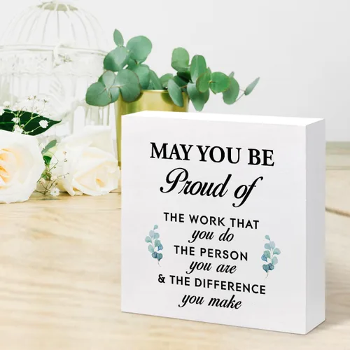 Miniatura 6 de Cartel de caja con citas inspiradoras con texto en inglés «May You Be Proud of the Work You Do», caja motivacional para decoración de pared
