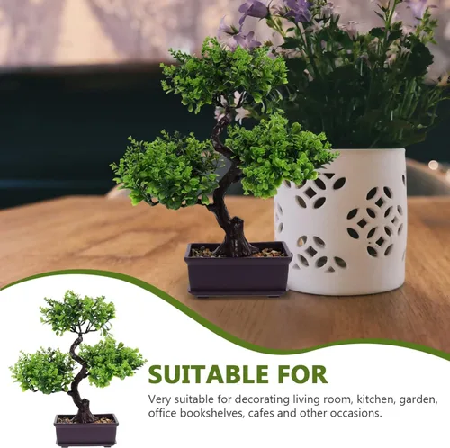 Miniatura 8 de Generic Bonsái artificial en maceta de imitación para interiores, decoración de interior, bonsái para hogar, oficina, jardín, escritorio, ornamento