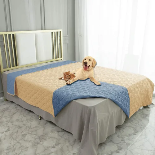 Miniatura 11 de Ameritex Funda Impermeable para Cama de Perro Manta para Mascotas para Muebles Cama Sillón Sofá Reversible Azul marino+azul piedra