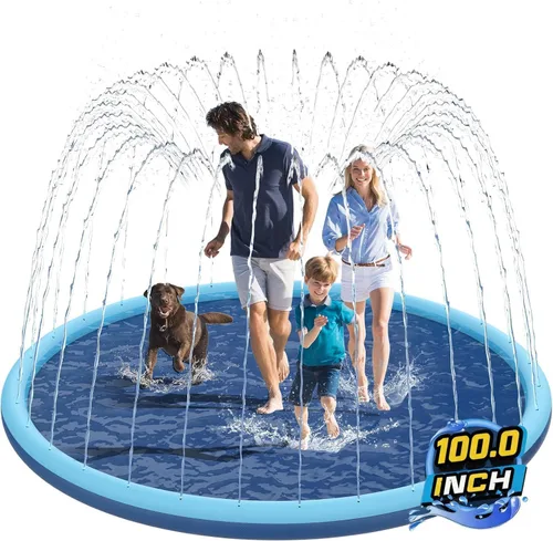 Miniatura 10 de Non-Slip Splash Pad for Kids and Dog, 70" Extra Large Baby Play Mat, Dog Pool Toys, Thicken Sprinkler Pool Summer Outdoor Water Toys for Ages 3-12