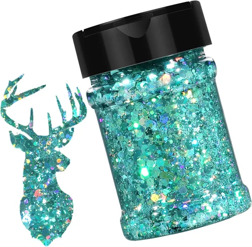 Miniatura 11 de HTVRONT - Purpurina gruesa holográfica - 100g/3.53oz, color azul, para resina, artesanía, uñas, vaso, maquillaje