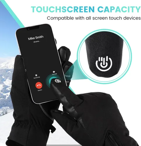 Miniatura 5 de Trifabricy -Guantes de esquí de invierno de 10 para hombres y mujeres, guantes térmicos de nieve impermeables multicapa para clima frío, guantes