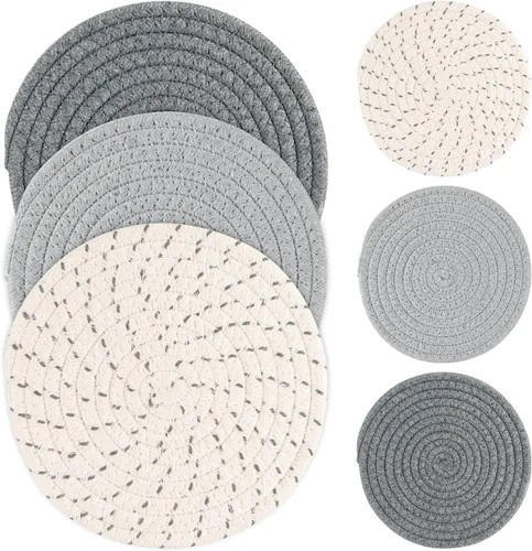 MAQIHAN 3 salvamanteles tejidos para platos calientes, almohadillas para ollas calientes para mesa, juego de salvamanteles grandes, juego de