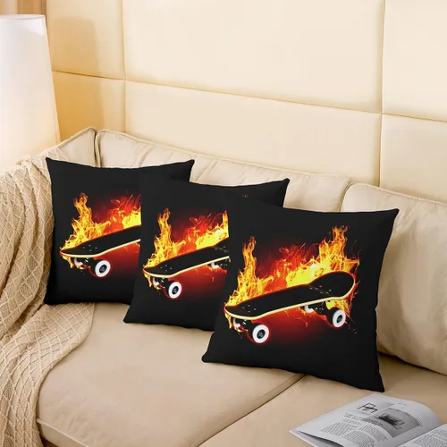 Miniatura 4 de Feelyou Funda de almohada para monopatín de 16 x 16 pulgadas, suave, con temática de deportes extremos, para sofá, funda de cojín para sofá, tabla