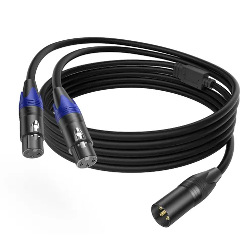 Miniatura 9 de LanSenSu 1 micrófono divisor XLR Y macho a 2 hembras, XLR hembra de 3 pines a doble XLR macho Y-Splitter Cables de audio de micrófono equilibrado