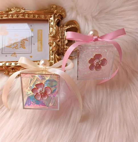 Miniatura 4 de KissYou Pequeña caja de acrílico con tapa, cubo cuadrado transparente, contenedores de almacenamiento de joyas para dulces, graduación, boda, fiesta