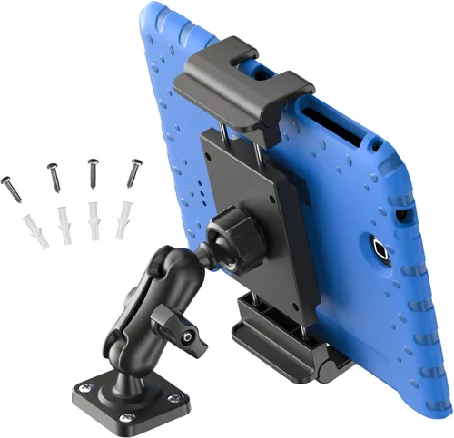 PLDHPRO Soporte de pared para tablet con base de taladro, soporte ajustable para iPad montado en la pared, compatible con teléfonos y tabletas de