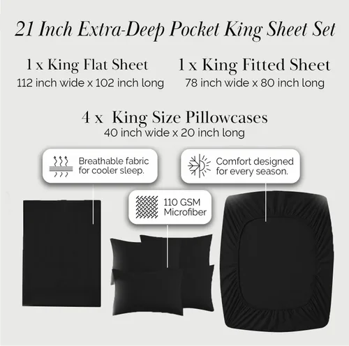 Miniatura 313 de Southshore Fine Living, Inc. Juego de 7 piezas de sábanas King divididas para cama ajustable, juego de sábanas King divididas con bolsillo de 21