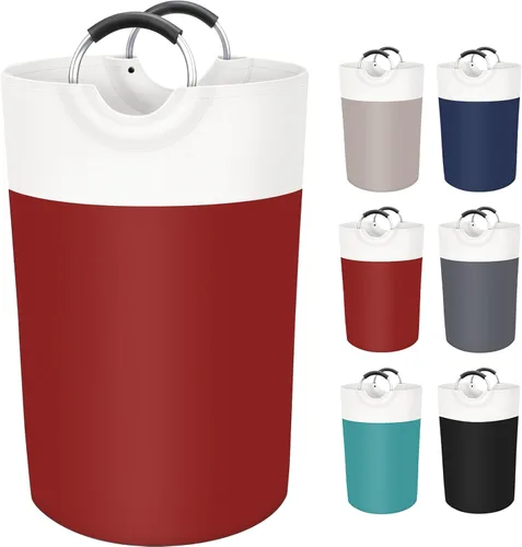 Miniatura 13 de BlissTotes - Cesta de lavandería de 90L, cesta de lavandería independiente, cesta de ropa sucia plegable, tela impermeable con asas de aluminio Azul