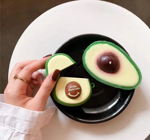 Miniatura 3 de Linda funda para Airpods, divertida y creativa 3D con forma de frutas y verduras con soporte de hebilla de anillo, funda de silicona suave a prueba