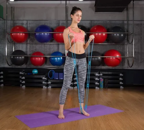 Miniatura 5 de Banda elástica de ejercicio de 7 anillos, banda de resistencia elástica de silicona portátil, bandas flexibles para pilates, correa de estiramiento