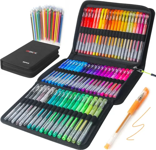 ZSCM - Juego de 120 bolígrafos de gel con purpurina, 60 colores con 60 repuestos, bolígrafo de gel de colores para adultos, libros de colorear, 60