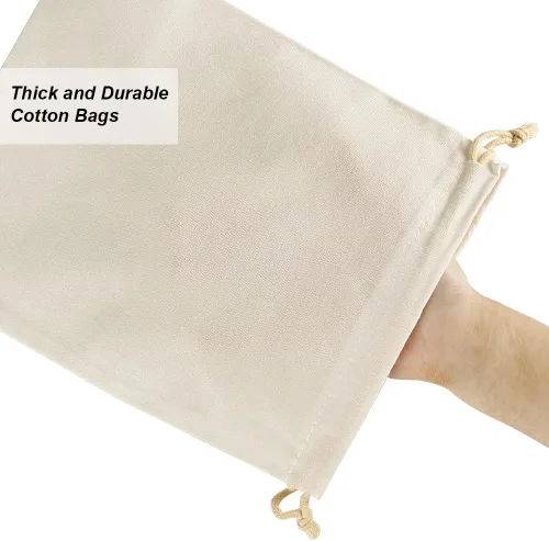 Miniatura 3 de HRX Package 20 bolsas de muselina de 8 x 10 pulgadas, bolsa de algodón con cordón de tela, bolsas de regalo para joyas, recuerdos de fiesta, 2-Blanco