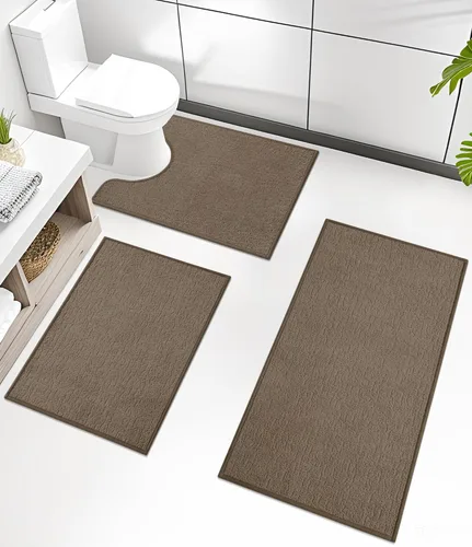 Miniatura 76 de Chakme Juego de 2 alfombras de baño ultrafinas, absorbentes, antideslizantes, lavables a máquina, color negro, 17 x 24 pulgadas / 17 x 30 pulgadas