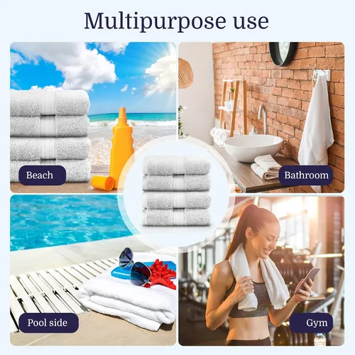 Miniatura 5 de Toallas de mano blancas – Juego de 4 toallas de mano para baño – Toallas de 100% algodón para baño y cocina – Toallas ultrasuaves de secado rápido