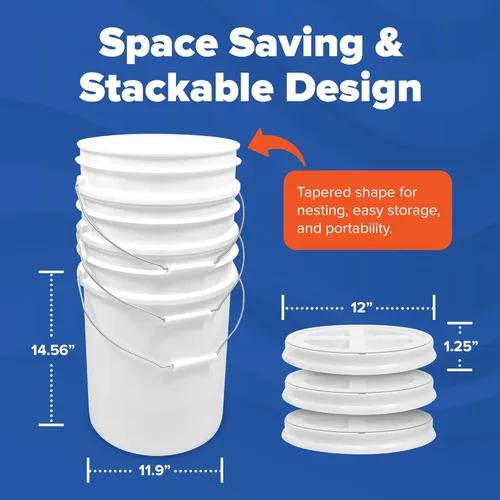 Miniatura 3 de ePackageSupply Premium - Cubeta de plástico de grado alimenticio de 5 galones con tapa Gamma Seal Fabricada en EE. UU. Libre de BPA 90 Mil