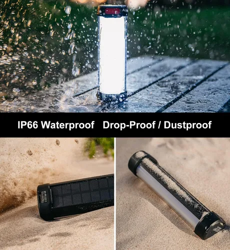 Miniatura 7 de Linterna solar recargable para campamento, linternas recargables con batería de 6000 mAh, 13 modos de luz, IP66, impermeable, luz recargable