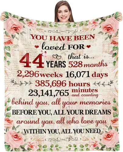 Miniatura 10 de Givetoyou Manta de cumpleaños número 37 para mujer, estampado floral rosa y blanco, 60 x 50 pulgadas, forro polar de poliéster, manta 34 años