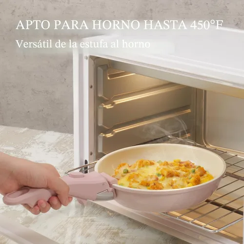 Miniatura 6 de Juego de utensilios de cocina de cerámica antiadherentes, 8 piezas, juego de ollas y sartenes, mango desmontable, juego de cocina de inducción