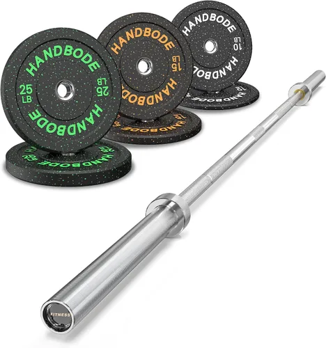Miniatura 28 de HANDBODE Olympic High-Bounce Bumper Plates Bench Press Barbell Weights Set 2 - Inch, 10-55 lb Rubber Weight Sets for Home Gym, Strength Training