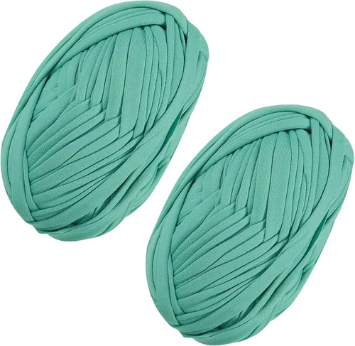 Miniatura 61 de 2 piezas de tela elástica para camisetas, hilo de crochet para tejer DIY, hilo de punto grueso tipo espagueti para proyectos de bolsos, mantas
