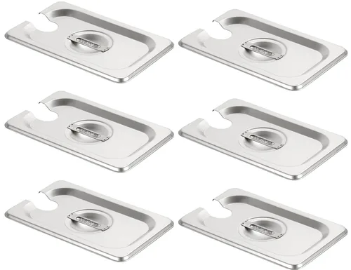 Miniatura 26 de CURTA Paquete de 6 sartenes antiatascos para hotel, tamaño 1/6 de 6 pulgadas de profundidad, bandeja comercial NSF de acero inoxidable 18/8