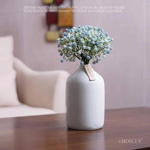 Miniatura 8 de Hosley Jarrón de cerámica blanca de 8 pulgadas – Florero floral decorativo de 8 pulgadas de alto acristalamiento para bodas, centros de mesa, White4