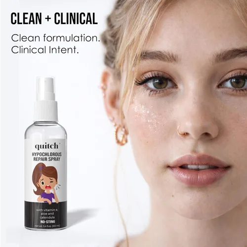 Miniatura 2 de Quitch Spray de cuidado posterior para piercings con ácido hipocloroso, limpiador calmante para piercings nuevos y curativos, oídos, cartílago