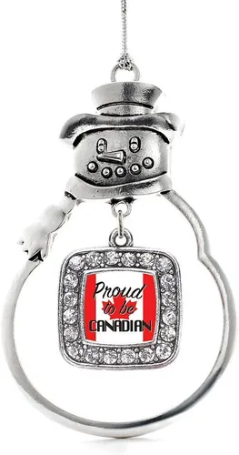 Miniatura 223 de Inspired Silver - Adorno de rodillo de reina - Adorno cuadrado de plata con muñeco de nieve con joyas de circonita cúbica