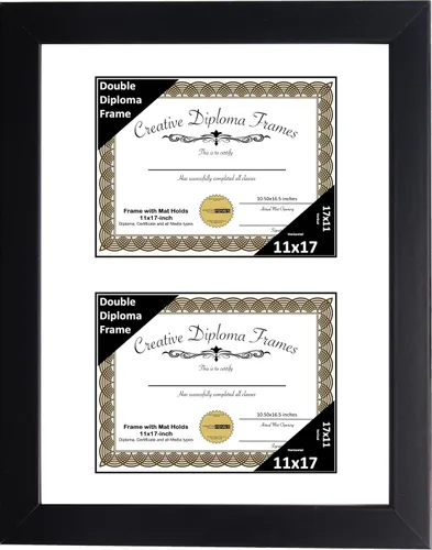 Miniatura 13 de Creative Picture Frames Marco de diploma doble clásico negro de 6 x 8 pulgadas con vidrio negro y colgador de pared instalado
