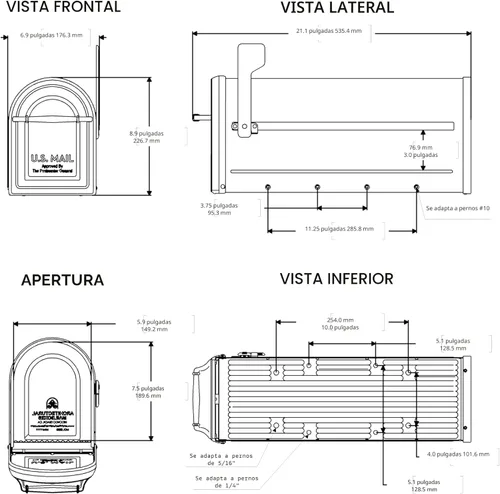 Miniatura 10 de Architectural Mailboxes Chadwick Buzón de correo de montaje en poste de acero galvanizado, 8950B-10, color negro, capacidad media